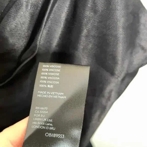 ANTHROPOLOGIE Giverny Midi Slip Dress Satin Black {L9} - Picture 6 of 6